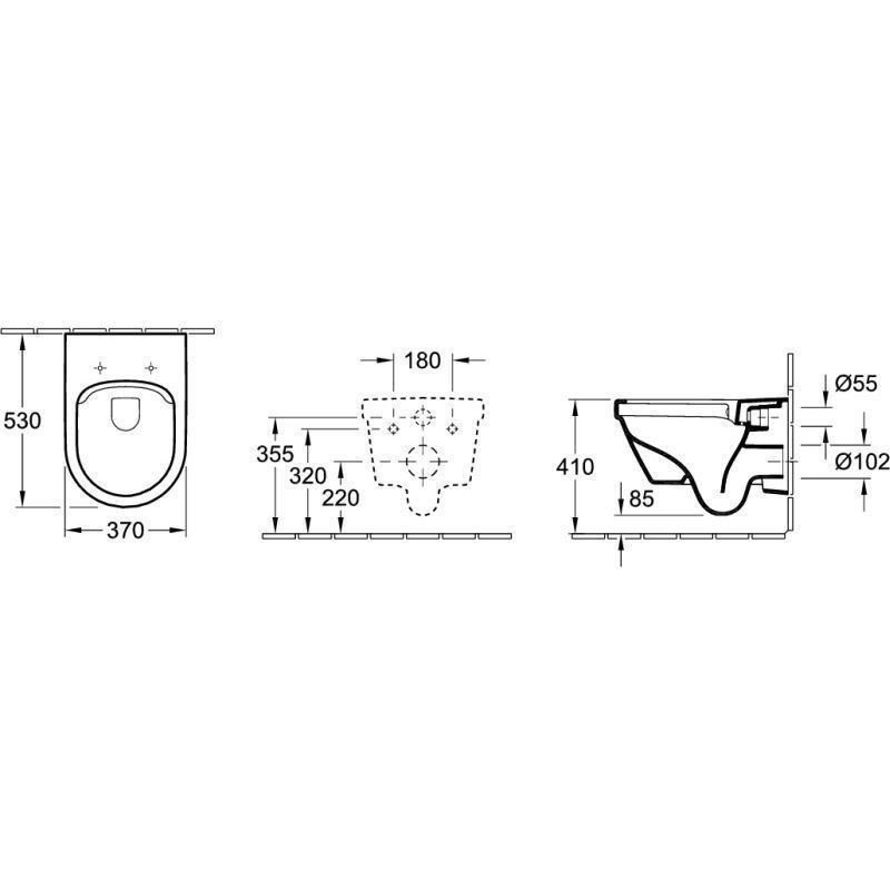Villeroy and Boch - Architectura Washdown WC, Rimless 370 x 530mm