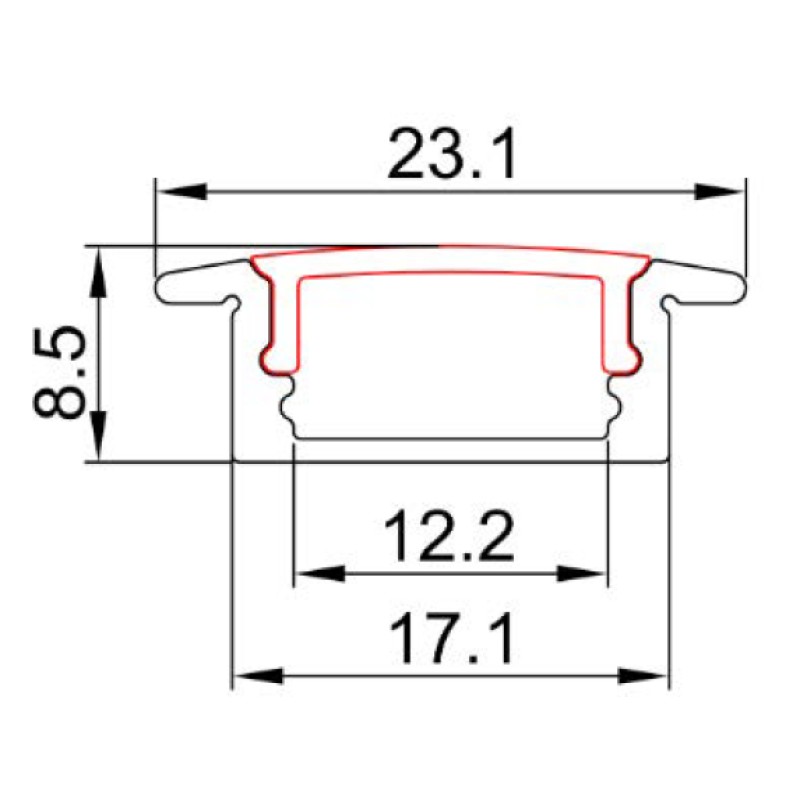 TLG - Slim 8mm Recessed Aluminium LED Profile With Flange 3M & Dif