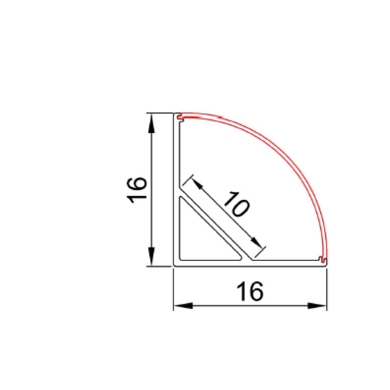 TLG - Quadrant Aluminum LED Profile 3M & Diffuser