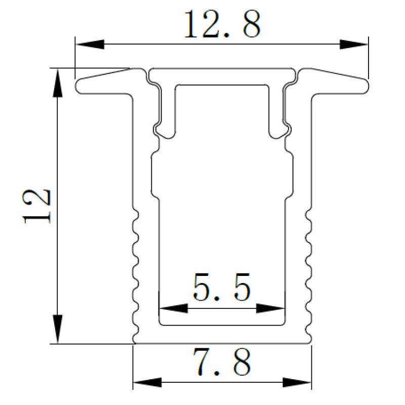 TLG - 12mm Recessed Alu LED Profile With Flange 3M & Diffuser