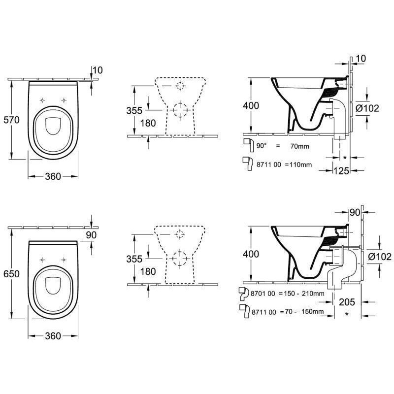 Villeroy and Boch - O.Novo Washdown WC 360 x 560mm