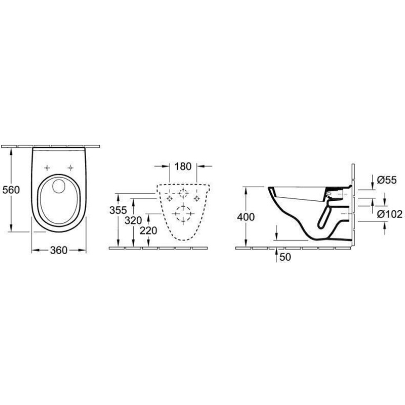 Villeroy and Boch - O.Novo Washdown WC 360 x 560mm