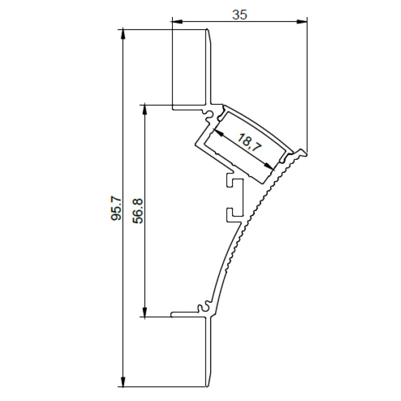 TLG - Trimless Concave/Swept  LED Profile, 18.7mm x 3M & Diffuser