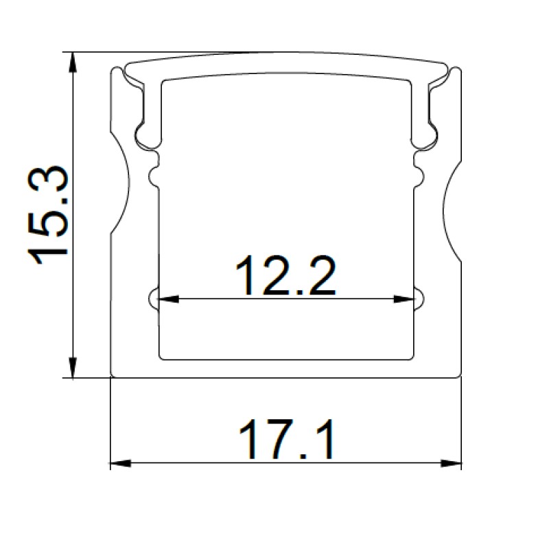 TLG - 17.1mm Surface Aluminum LED Profile 3M & Diffuser
